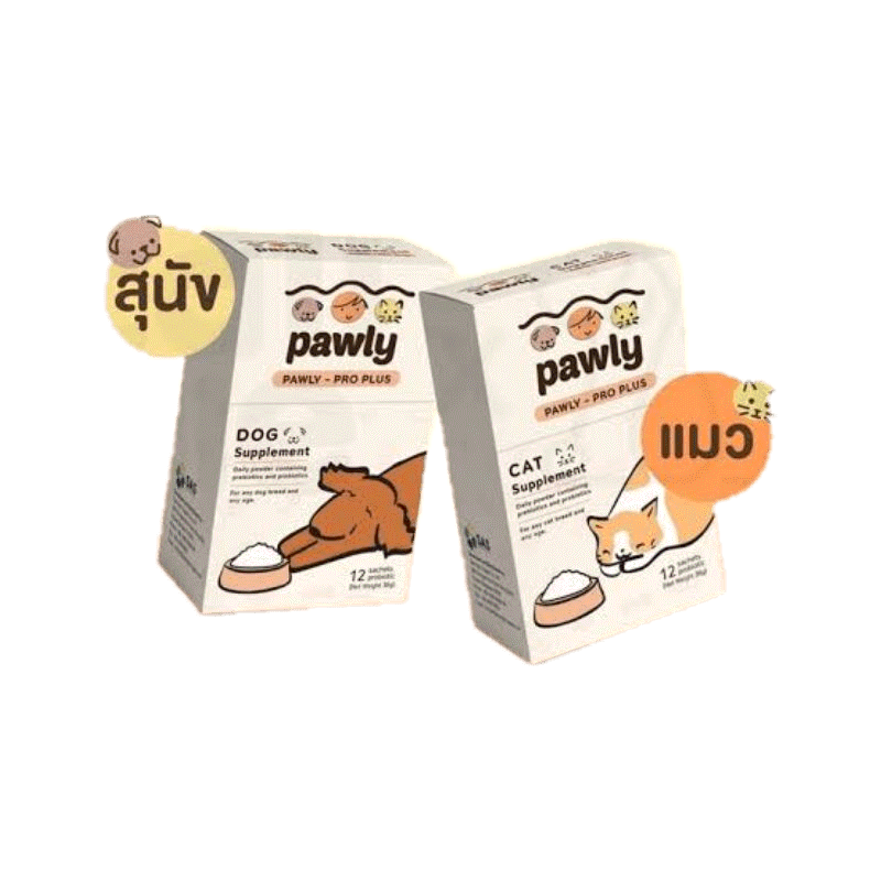 Pawly Pro plus Synbiotic ผงพรีไบโอติกและโปรไบโอติก สำหรับแมวและสุนัข 36g 1 กล่องบรรจุ