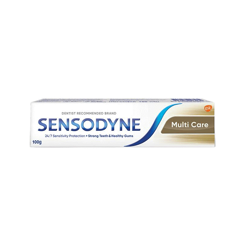 Sensodyne ยาสีฟัน สูตร มัลติแคร์ 100 g ช่วยลดอาการเสียวฟัน ช่วยให้ฟันแข็งแรงและป้องกันฟันผุ