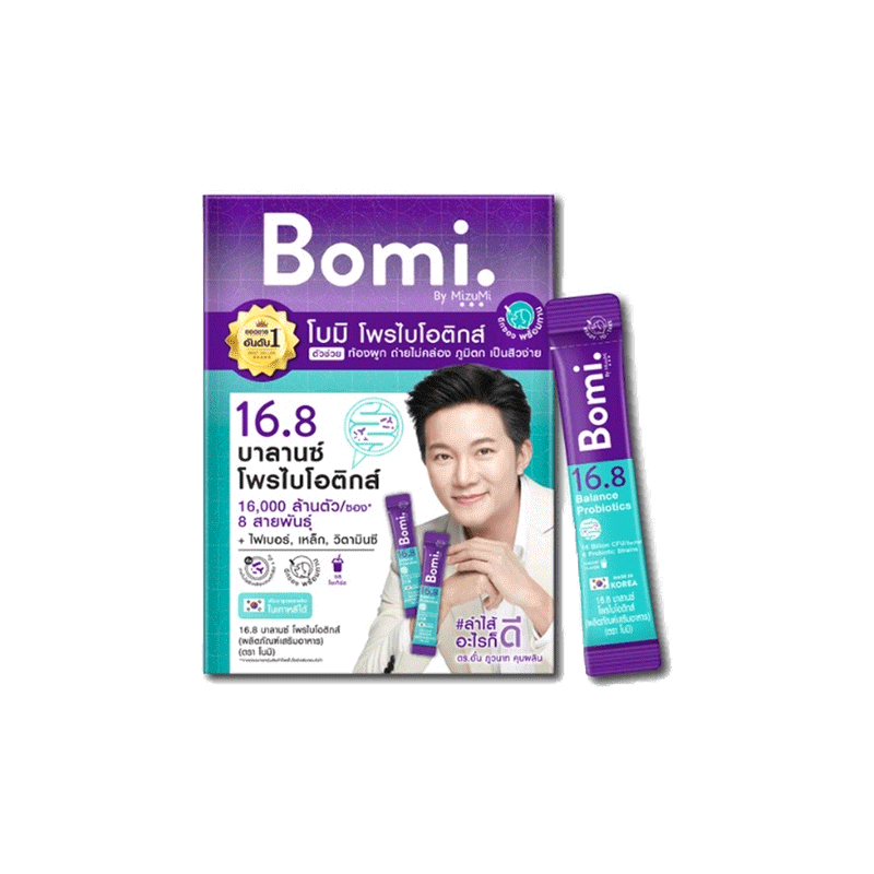 Bomi 16.8 Balance Probiotics โบมิ โพรไบโอติก พร้อมทาน จุลินทรีย์ดีเพื่อลำไส้ที่สมดุล ท้องผูก ผิวแพ้ง่าย 3 g. x 14 ซอง