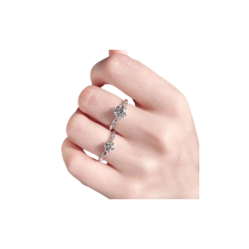 VVI แหวนเงินแท้ 925 แหวนเพชร คลาสสิคหกแฉก เพชรโมอีส เรียบง่าย เครื่องประดับหญิง ของขวัญ วันครบรอบ หมั้น คู่รัก