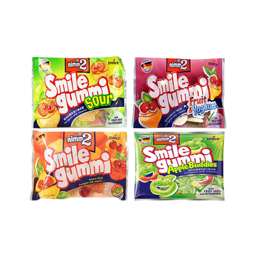 Nimm2 Smile Gummi 4 รสชาติ Fruit&Yoghurt Sour Apple Buddies 90 กรัม นิมม์ ทู สไมล์ กัมมี่ เยลลี่ haribo