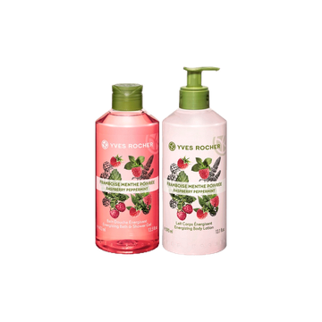 [แพ็คคู่] Yves Rocher Energizing Raspberry Pepermint Bath & Body Set 400ml