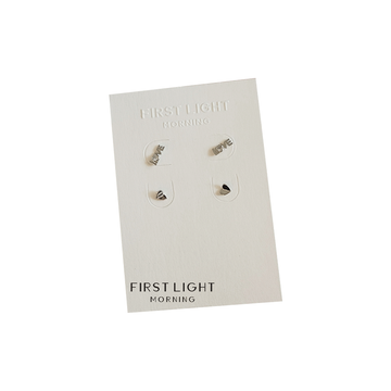 First Light Morning : Just Love Earrings (2คู่/Set) ก้านเงิน ต่างหูแป้น ต่างหู วาเลนไทน์