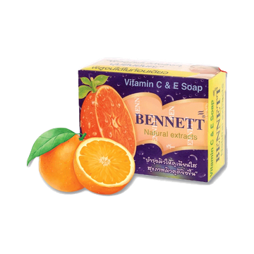 [แพ็ค 6 ก้อน]Bennett Vitamin C&E natural extracts เบนเนท สบู่ก้อนวิตามินซี แอนด์อี สบู่เบนเนท ของแท้100% เพิ่มวิตามินซี