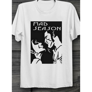 เสื้อยืดผู้หญิง - เสื้อยืดผ้าฝ้าย Mad Season เหนือกรันจ์ร็อคเพลงย้อนยุคอลิซในโซ่ Tee B654 อินเทรนด์