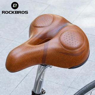 【TH Delivery】ROCKBROS อานเบาะนั่งจักรยาน หนัง PU แบบหนา สีน้ําตาลสะท้อนแสง ใส่สบาย อุปกรณ์เสริม สําหรับจักรยานเสือภูเขา