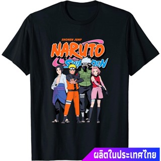 คอกลมใส่สบายๆข้อเสนอพิเศษ นารูโตะ แอนิเมชั่นญี่ปุ่น Naruto Shippuden Team 7 With Naruto Logo T-Shirt T-Shirtคอกลม แฟชั่น