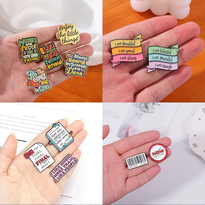 ป้ายแบนเนอร์คําคมตลก I Am Beautiful Enamel Pins ที่มีสีสันแบนเนอร์เข็มกลัด Inspiring เครื่องประดับสําหรับกระเป๋าเป้สะพายหลังเสื้อผ้าของขวัญ