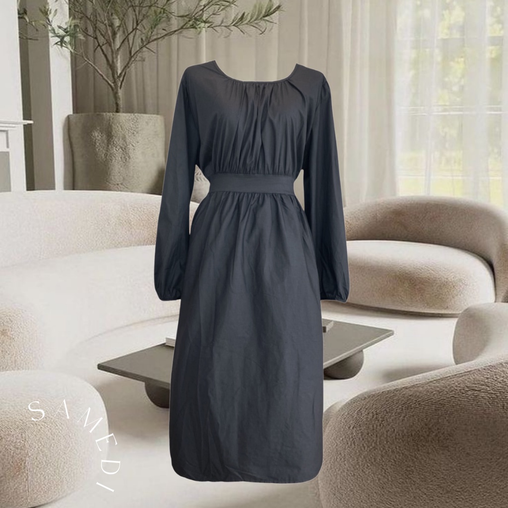 Samedi - Akari Dress เดรสสุภาพสีดำ แขนยาว (พร้อมส่งในประเทศ