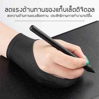 ถุงมือวาดรูป ถุงมือไอแพด/กระดานเขียนLCD ถุงมือสกาย 2นิ้ว ป้องกันสัมผัสผิด กันเงื่อออก ระบายอากาศดี ยืดหยุ่นดี