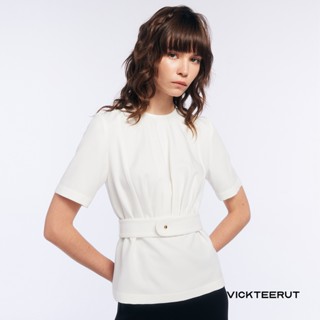 VICKTEERUT Re-Edition Short Sleeve Drape Blouse with Belt Detail เสื้อแขนสั้น จับเดรป ตกแต่งเข็มขัด