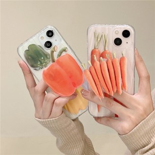 เคสไอโฟนพริกหยวกและแครอท🥕🫑พร้อมส่ง 12 13 pro/promax กันกระแทก