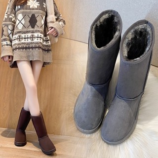 Dcolugg รองเท้าบูท ผ้าฝ้าย ขนแกะ หนา กันลื่น สูง 28 ซม. สําหรับผู้หญิง นักเรียน