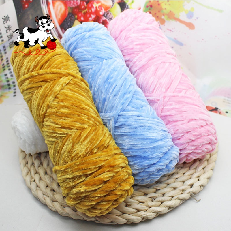 เส้นด้ายนำเข้ากำมะหยี่100 g 20 สีเส้นด้ายกำมะหยี่นุ่ม โครเชต์เส้นด้ายนุ่ม