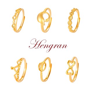 Hengran แหวนหมั้น ทอง 18k ลายดอกไม้ พร้อมกล่อง แฟชั่นเกาหลี สําหรับผู้หญิง JM04