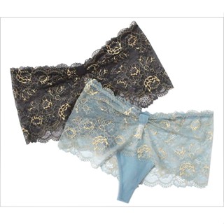 Annebra กางเกงใน ผ้าลูกไม้ ทรงบอยเลค Boyleg Panty รุ่น AU3-834 สีดำ, สีฟ้า