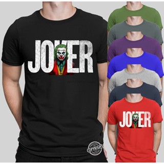 Tee เสื้อตราหานคู่ โจ๊กเกอร์ Joaquin ฟีนิกซ์เสื้อยืดใส่บนใบหน้ามีความสุข Joker กลับบุรุษเสื้อยืด ucK