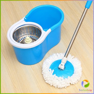 Smileshop ชุดไม้ถูพื้น แบบพกพาและ ใช้งานง่ายผ้าถู พื้นแบบหมุน ได้สองไดรฟ์แบบหมุน SPIN MOP