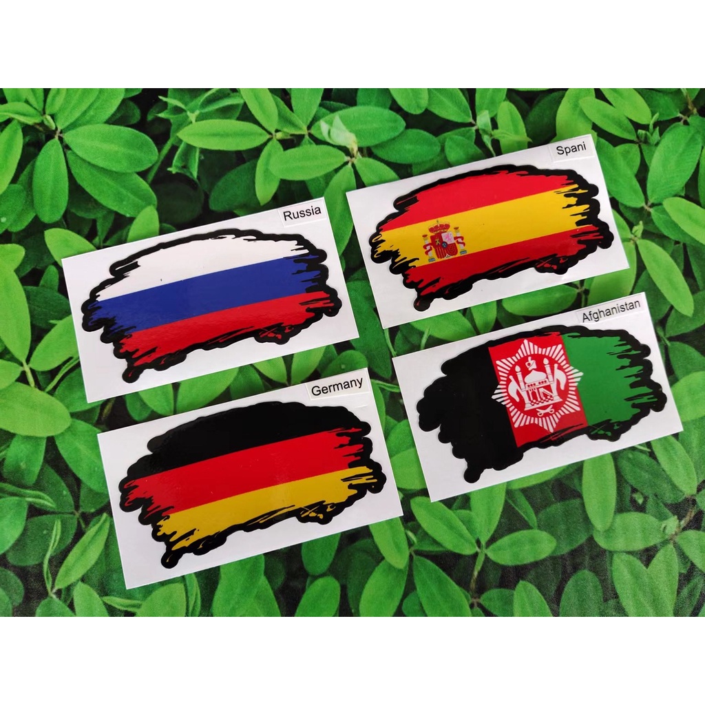 สติ๊กเกอร์ Inkjet Flag Bendera Russia/Germany/Spani/Afghanistan