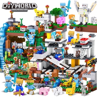 ☈1300pcs+Lego Minecraft Cat and Leopard Jungle/my world Mine Building Block Toy Children s Gift