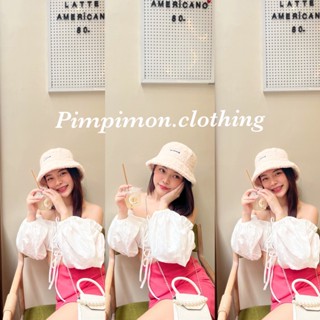 Pimpimon ♡  เสื้อปาดไหล่แขนยาว ผูกโบว์หน้า🍦✨  สม็อคหลัง