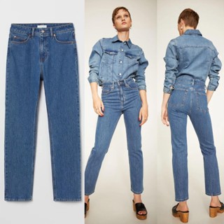 HM Slim Mom High Ankle Jeans  กางเกงยีนส์เอวสูง สียีนส์ฟอก ทรงมัม ขากระบอกเล็ก เนื้อผ้ายีนส์นิ่ม เนื้อผ้าไม่ยืด ใส่สวย