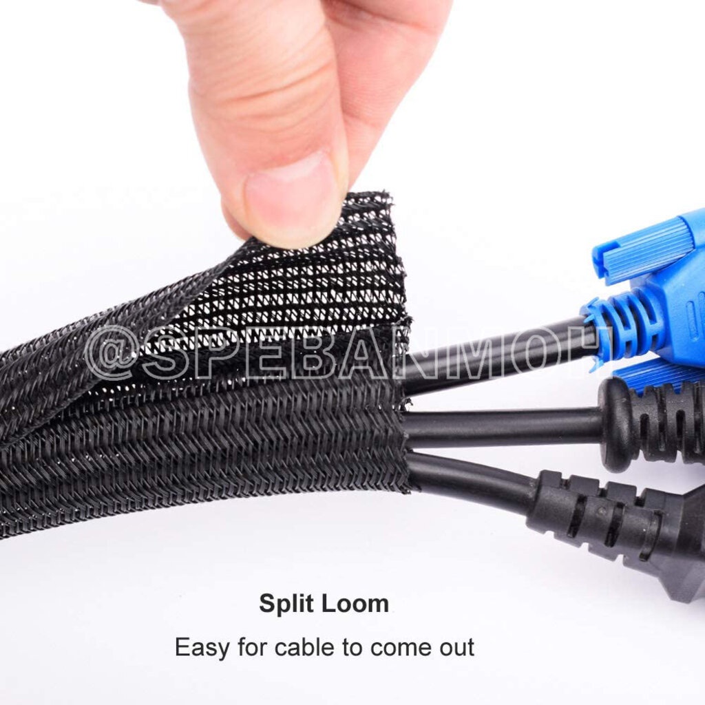 [ 1 เมตร ] BS-SCW I.D = 8 mm. สายถักหุ้มสายไฟ แบบผ่า หนังงูหุ้มสายไฟแบบผ่า Self Closing Braided Cable Sleeve หนังงูผ่... - รูปที่ 2