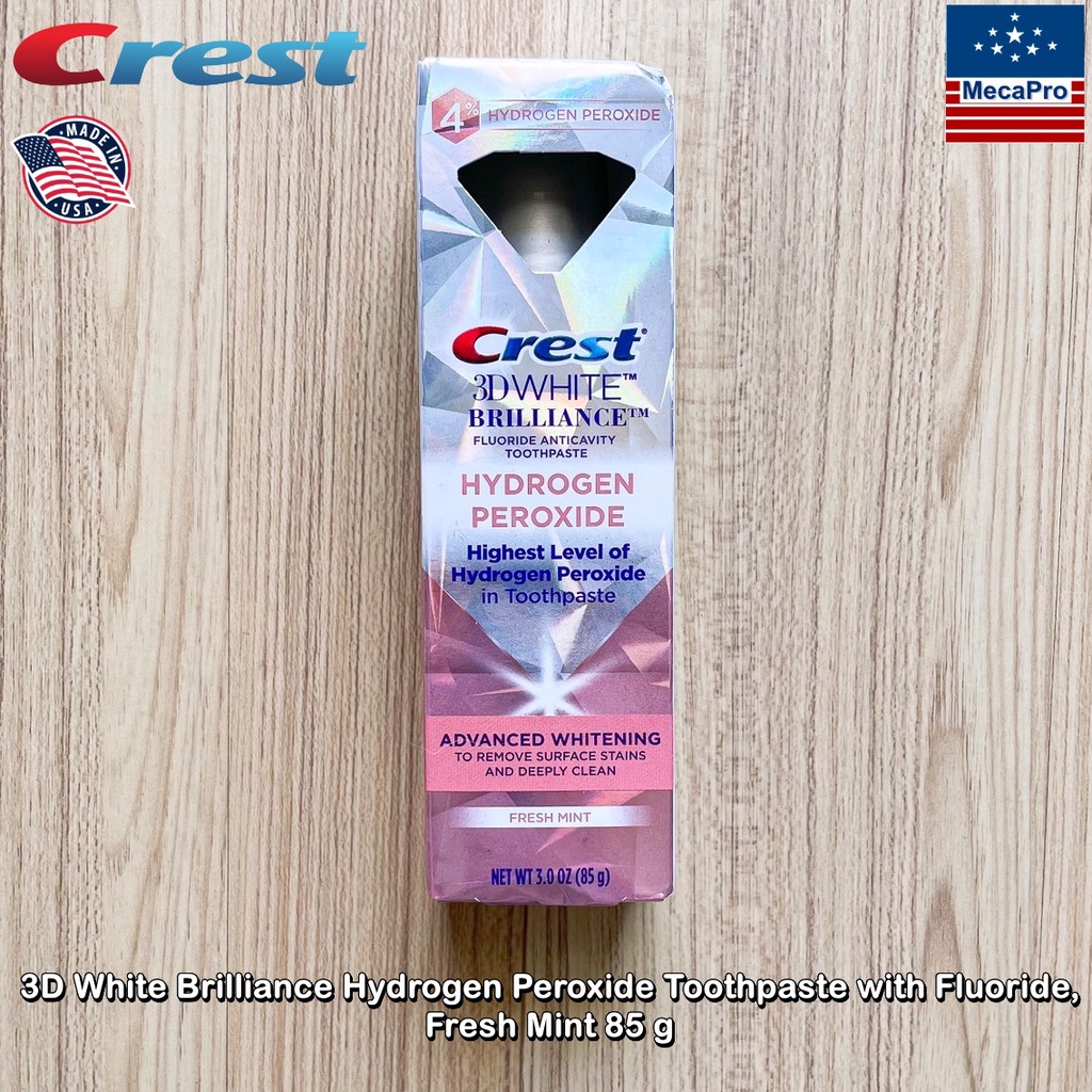 80% Sale!!! 11/23 Crest® 3D White Brilliance Hydrogen Peroxide Toothpaste with Fluoride, Fresh Mint 85 g ยาสีฟัน เครสต์
