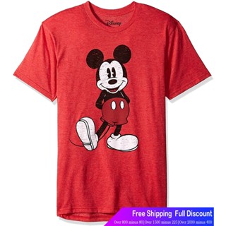 เสื้อยืดคอกลมดิสนีย์เสือยืดผู้ชาย เสื้อบอดี้โ Disney Mens Full Size Mickey Mouse Distressed Look T-Shirt T-Shirt