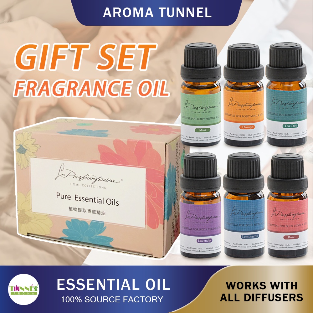AROMA TUNNEL กลิ่นหอม ทูนเนล 6กลิ่นพืชธรรมชาติที่ละลายน้ําได้เกรดบําบัดน้ํามันหอมระเหยชุดความชื้น ดิฟฟิวเซอร์ อโรมาเธอราพี