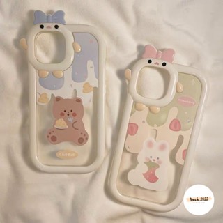 เคสโทรศัพท์มือถือ TPU นิ่ม ลายการ์ตูนหมี กระต่ายน้อยน่ารัก 3D สําหรับ Vivo Y12 Y11 Y15s Y21 Y Y12i Y21T Y15 Y20s 33S Y20 Y17 Y15A Y01 T1X Y20i Y12s Y50 Y11S Y30 Y30i