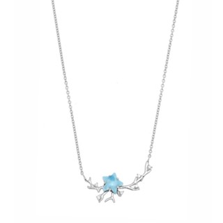 Aevari Blue Sky Seaside Necklace  925 Silver with Cubic Zirconia , Larimar Stone &amp; Rhodium Plated