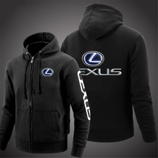 เสื้อแจ็กเก็ตกันหนาว ผ้าฝ้าย มีฮู้ด แต่งซิป ลายโลโก้ LEXUS สไตล์ฮิปฮอป แฟชั่นฮาราจูกุ สําหรับผู้ชาย