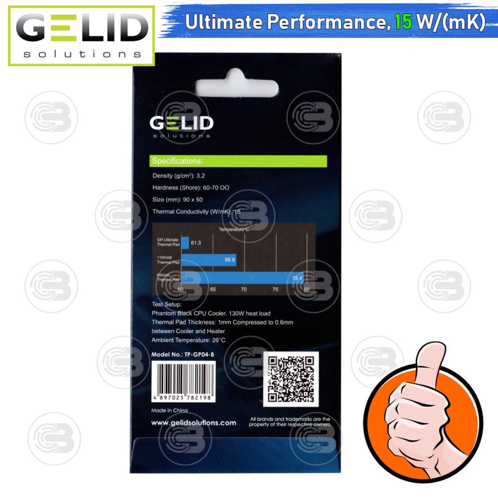 [CoolBlasterThai] GELID GP-ULTIMATE Thermal Pad 90x50x0.5 mm./15.0 W/mK (TP-GP04-A)
