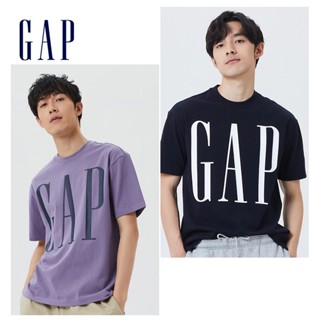 Gap เสื้อยืดแขนสั้น พิมพ์ลายโลโก้ แฟชั่นคู่รัก สําหรับผู้ชายและผู้หญิง