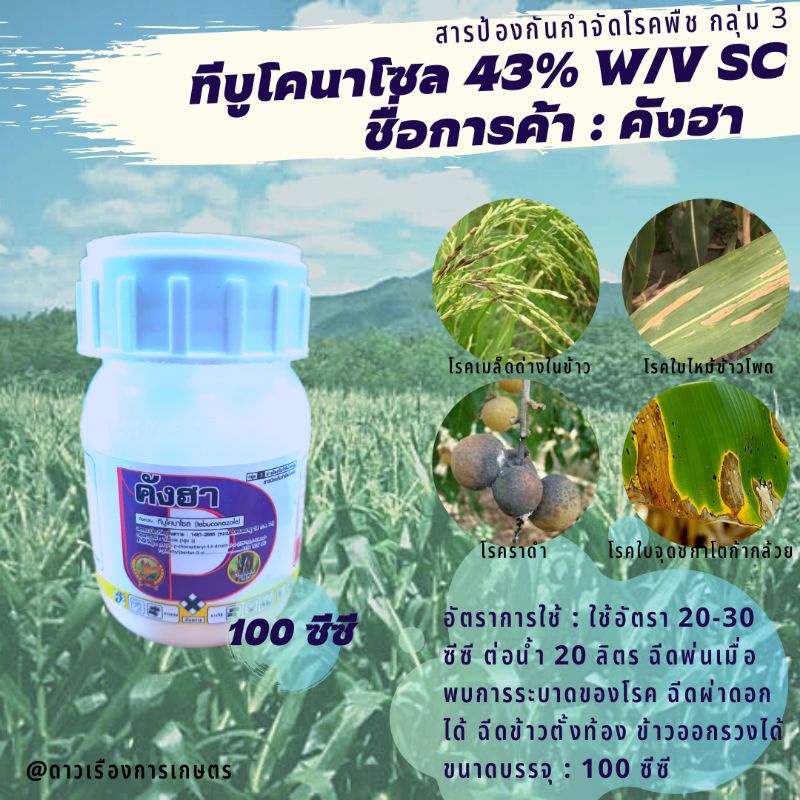 ทีบูโคนาโซล(tebuconazole) 43% SC 100 ซีซี*คังฮา สารป้องกันกำจัดเชื้อรา โรคกาบใบแห้ง ราสนิม ราน้ำค้าง