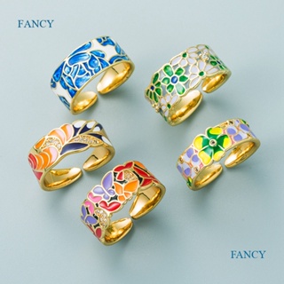 Fancyqube ใหม่ แหวนเงิน 925 ประดับเพทาย ขนนก สีทอง แฮนด์เมด เครื่องประดับ สําหรับผู้หญิง