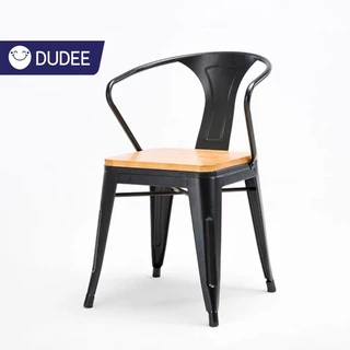 DUDEE เก้าอี้เหล็ก มีพนักพิง โครงเหล็กมั่นคงแข็งแรง