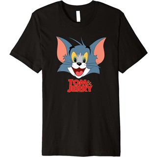 Tee เสื้อยืดสีพื้น การ์ตูนคอกลมเสื้อยืด พิมพ์ลาย Tom &amp; Jerry Movie Tom Head พรีเมี่ยม สําหรับเด็ก