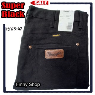 กางเกงยีนส์ Wrangler Super Black กางเกงยีนส์ทรงกระบอก แรงเลอร์ สีแบล็ค เป้ากระดุม