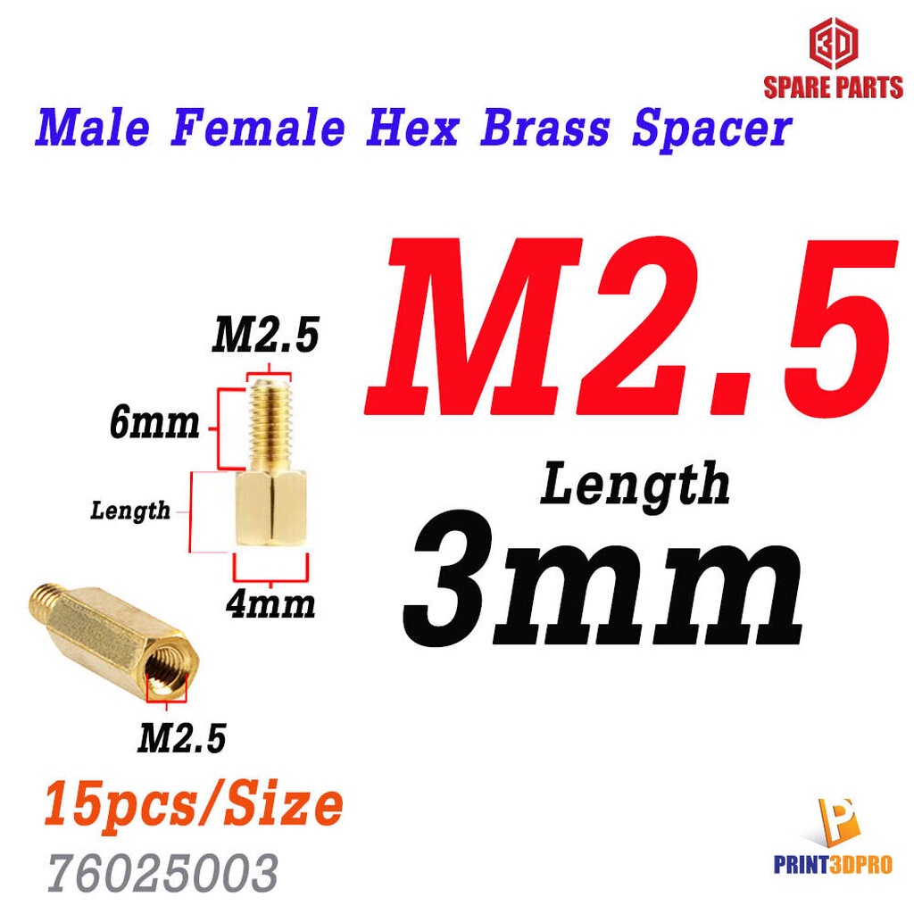 M2.5 Screw Nut Hex Brass Male Female Standoff Board Pillar Hexagon Thread PCB Motherboard Spacer Nut Hollow Column 15...