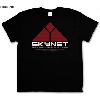 เสื้อยืดสําหรับผู้ชาย♛เสื้อยืดโลโก้ F.SKYNET - Cyberdyne ซาร่าห์เทอร์มิเนเตอร์ระบบจอห์นวิจัยคอน +zP