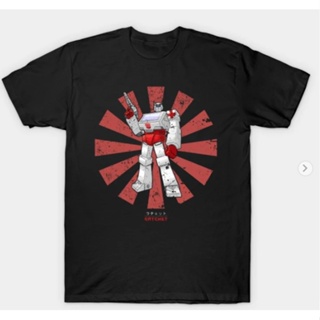 เสื้อเบลาส์ Ratchet Transformers Retro เสื้อยืดญี่ปุ่นฤดูร้อนผู้ชายผ้าฝ้าย 100% คอกลมแขนสั้นเสื้อยืด