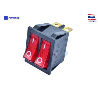 KCD8 6PIN 16A 250V / 20A 125V Double Light Switch Rocker Red ( 1 ตัว)