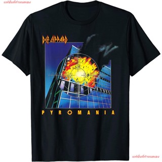 Def Leppard - Pyromania T-Shirt เดฟเล็ปเพิร์ด Def Leppard วงร็อค เสื้อยืดผู้หญิง เสื้อยืดผู้ชาย เสื้อยืดคอกลม เสื้อยืดพิ