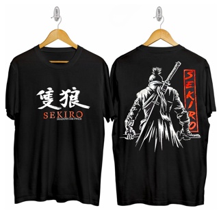 Tee เสื้อแฟชั่นผญ - อะนิเมะทางกฎหมาย Tee / แขนสั้นผ้าฝ้ายหวี 30s สีดํา Sekiro เสื้อยืดสําหรับ Unisex