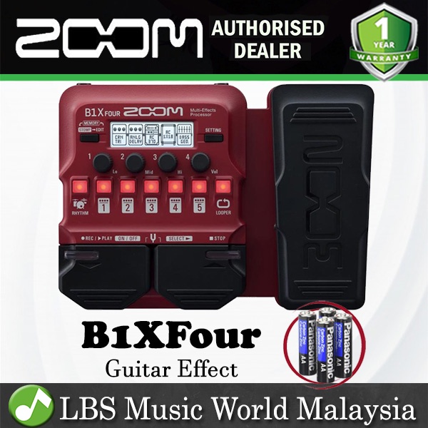 โปรเซสเซอร์ Zoom B1X FOUR Bass Multi Effects พร้อมแป้นเหยียบแสดงออกสําหรับกีตาร์เบส (B1XFour B1 X)