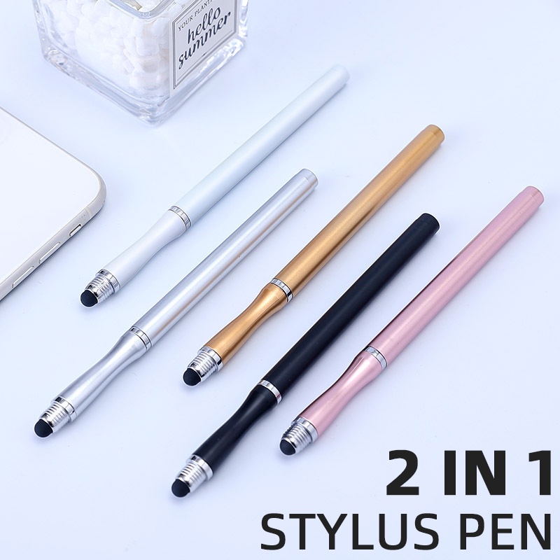 ปากกาสไตลัส 2in1 สากล สําหรับสมาร์ทโฟน ปากกาสัมผัส สําหรับ Samsung Xiaomi แท็บเล็ต หน้าจอ ปากกาวาดภาพ ดินสอ ความจุ ปากกา