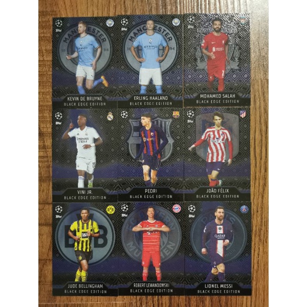 Topps Match Attax UCL 2022/23 Messi, Haaland, Salah และอื่นๆ การ์ด Black Edge Edition [460-468]