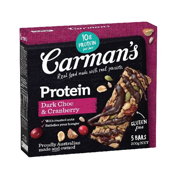 Carman's Dark Choc & Cranberry Protein Bar 200g